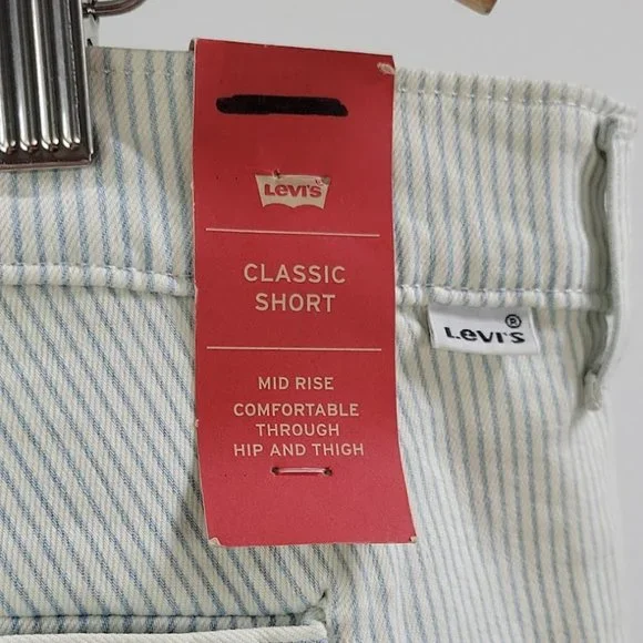 LEVIS striped classic chino shorts blue Sz 18/34w - Picture 6 of 9